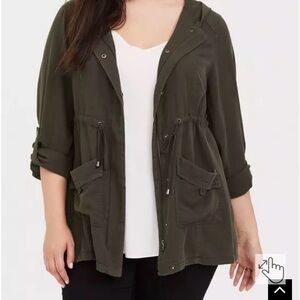 Torrid Anorak Hooded BLACK Chore Utility Jacket